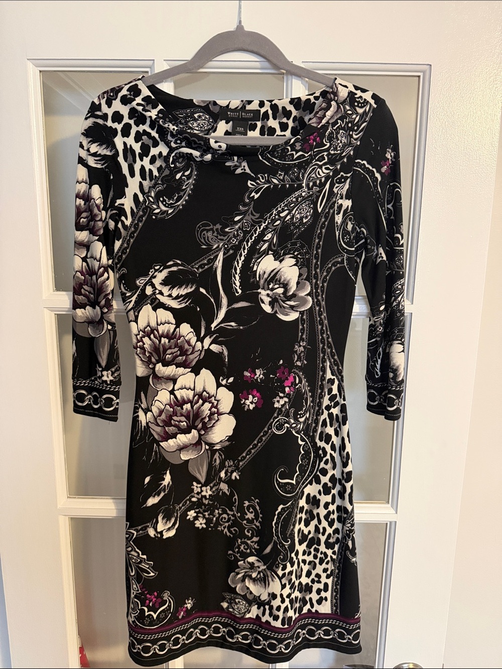 White House Black Market Black Floral & Leopard Print Mini Dress